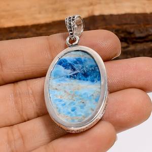 จี้เงินอะพาไทต์สีน้ำเงินนีออน ทำมือ เงินแท้ 925 สไตล์โบฮีเมียน ของขวัญสำหรับผู้หญิงและเด็กผู้หญิง - Product Image 5