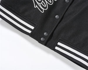 Veste pour homme avec logo personnalisé, veste varsity, veste bomber en cuir PU avec patch brodé, streetwear - Product Image 4