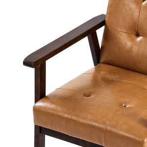 Poltrona Moderna Stile Mid-Century con Struttura in Legno Massello, Gambe Antiscivolo e Rivestimento in Pelle PU per Soggiorno - Product Image 6