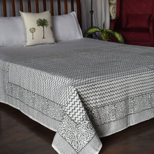 Hand Block Printed Cotton Kantha Twin Bedspread <b>Throw</b> 150x220 cm Hand Embroidered Indian Handmade Quilt Boho Home Textile Export - Product Image 3
