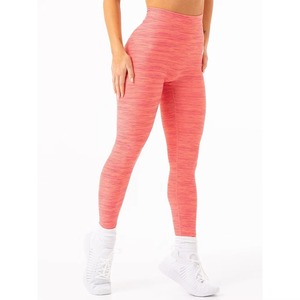New Custom OEM Women Coral Marl V Scrunch Leggings & Bra Set 2 Piece Women Workout Set New Breathable Scrunch Butt Yoga Leggings - Product Image 4