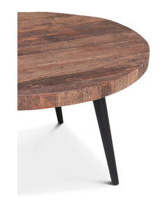 Round Wood <b>Coffee</b> <b>Table</b> with Black Metal <b>Legs</b> Midcentury Modern Handmade Living Room Furniture - Product Image 2