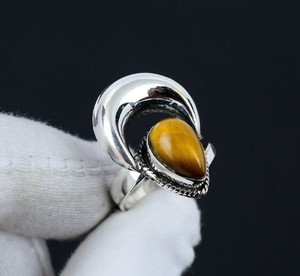 Wholesale Natural <b>Tiger</b> <b>Eye</b> Moon <b>Ring</b> 925 Sterling Silver Handmade Crescent Moon Yellow Gemstone <b>Ring</b> Boho Celestial Jewelry - Product Image 2