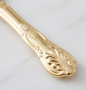 Espátula y cuchillo para servir pasteles de acero inoxidable, estilo antiguo, color dorado, ideales para ceremonias y bodas. - Product Image 2