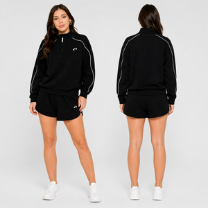 Veste coupe-vent en nylon noir personnalisée en gros, ensemble short coupe-vent à rayures réfléchissantes, coupe-vent d'extérieur en nylon imperméable - Product Image 4