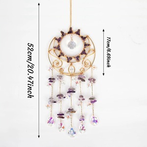 Magnifique attrape-soleil en métal en forme de fleur, or et violet, avec cristaux, pour la maison, le jardin, la fenêtre, décoration suspendue, article cadeau, élégant et luxueux - Product Image 2
