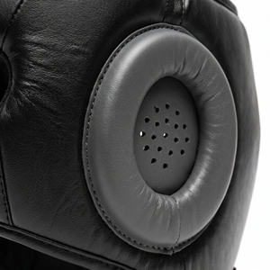 Casque ouvert MMA avec protections d'oreilles en cuir PU, noir/gris, pour kickboxing, grappling, entraînement, logo personnalisé - Product Image 4