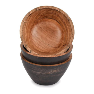 Juego de 3 tazones para servir de madera de acacia, hechos a mano, ecológicos, de madera natural, para aperitivos y ensaladas, para uso en cocina, hogar y restaurante. - Product Image 5