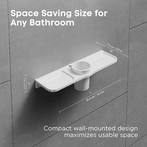 Rectangular compartments and central circular holder modern minimalist storage compact wall mounted bathroom <b>shelf</b> with dual - Product Image 4