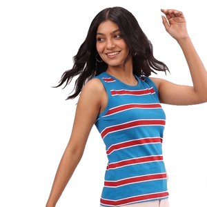 Camisetas sin mangas con estampado de rayas para mujer, top de verano sin mangas liso, camiseta sin mangas de verano para mujer, top de punto acanalado para mujer - Product Image 5