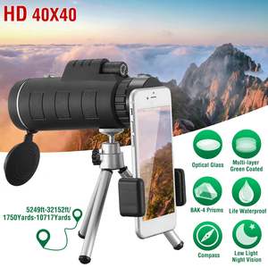40x40 HD Optical Monocular <b>Telescope</b> FMC <b>Lens</b> Low Light Vision Scope Phone Holder Tripod Night Vision Binoculars Monoculars - Product Image 1