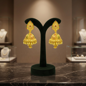 Vente en gros de boucles d'oreilles Jhumka plaquées or 14K18K24K, ensemble de boucles d'oreilles de mariée, design traditionnel, ensemble de Jhumka pour mariage - Product Image 6