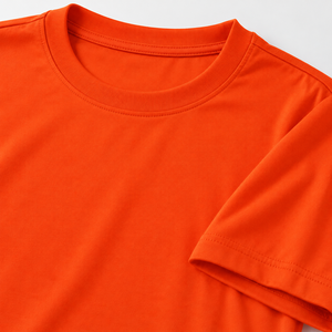 Men <b>Orange</b> Short Sleeve <b>T</b>-<b>Shirt</b> Regular Fit O-Neck Casual Solid Color Cotton Jersey Plain Dyed Style - Product Image 6