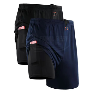 Shorts de sport décontractés pour hommes, coupe ample, technologie de séchage rapide, doublure compressive, tissu respirant, fermeture à cordon de serrage sur le devant - Product Image 1