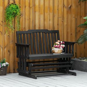 Dondolo da Giardino a 2 Posti con Design ad Asciugatura Rapida e Braccioli Allargati, Sedia a Dondolo in Legno per Giardino e Cortile - Product Image 2