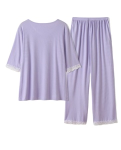 ชุดนอนผ้าฝ้าย2ชิ้นแบบลำลองของผู้หญิงสำหรับฤดูใบไม้ร่วงชุดนอนระบายอากาศได้ดีเป็นมิตรต่อสิ่งแวดล้อม - Product Image 3