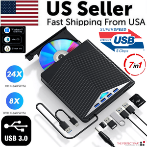 USB 3.0 esterno CD DVD Drive per PC portatile Windows 11 10 bruciatore lettore Writer unità ottica - Product Image 1