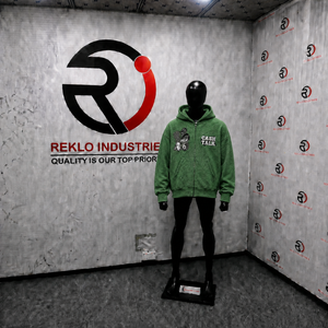 Sudadera con Capucha Verde para Hombre, Estilo Casual, con Cierre, Corte Regular, Felpa de Algodón, Estampado Otoñal, Logotipo Frontal, FASHIONAB - Product Image 3