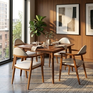 Chaise de salle à manger moderne en bois massif, fauteuil d'appoint rembourré, siège minimaliste pour la maison et le restaurant - Product Image 5