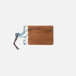Planche à découper carrée en bois et résine époxy, blanc et bleu ciel, écologique, passe au lave-vaisselle, 1,5 cm d'épaisseur, luxe - Product Image 1