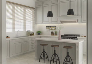 Muebles de Cocina Modernos Minimalistas de Madera Maciza con Acabado Brillante y Bisagras para Apartamento, Comedor, con 4 Años de Garantía - Product Image 1