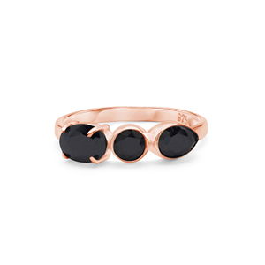 Anillo de Plata de Ley 925 con Tres Piedras de Ónix Negro Ovalado y Facetado, Estilo Clásico para Uso Diario, Anillo Fino - Product Image 5