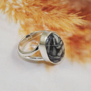 Bague en jaspe Pinolith, bague en jaspe Pinolith, bague poire, idée cadeau, bague d'anniversaire, argent massif 925 - Product Image 2