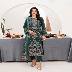 Liquidation sur les femmes Ramsha Lawn Shalwar Kamez Dupata Costume de fête Style indien pakistanais Sari Vente en gros Robe Tissu - Product Image 5
