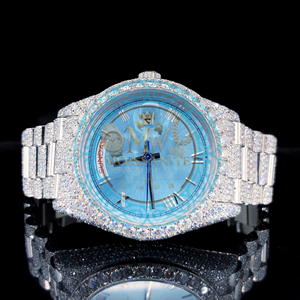 Luxury Limited Edition Dial Moissanite Men's Watch Stainless Steel 20mm Band Sapphire Crystal Analog <b>Chronograph</b> Quartz Movement - Product Image 1