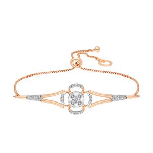Rose Gold Lab Grown Diamond Floral Center Open Bangle Bracelet - Product Image 3