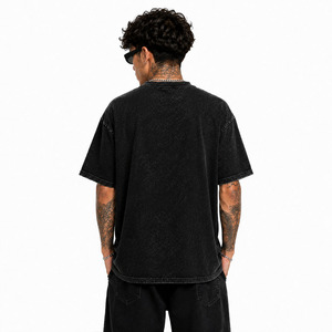 Camiseta Gráfica Oversize de Alta Calidad Estilo Urbano Vintage con Lavado Ácido y Algodón Pesado para Hombre con Estampado de Diamantes de Imitación - Product Image 4