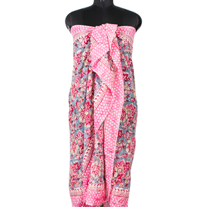 Artisan Crafted Cotton Sarong Pareo Multicolor Floral Print Long Scarf Shawl Wholesale Summer Dress <b>Wrap</b> Scarf - Product Image 2