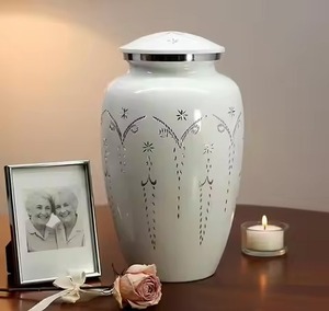 Urne funéraire décorative pour adulte, grande, en aluminium, avec impression florale, de qualité supérieure, pour cendres féminines. - Product Image 5