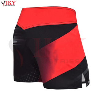 Pantalones Cortos de MMA Ligeros de 220 Gramos, Alta Flexibilidad, Costuras Reforzadas, Color Negro y Rojo, Estampados, 100% Poliéster, Ropa de Artes Marciales - Product Image 4