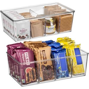 Contenitori Organizzatori per Dispensa con Divisori Rimovibili e Coperchi, Perfetti per Organizzare il Frigorifero e la Cucina - Product Image 1