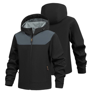 <b>Men's</b> Casual Wear Softshell <b>Windbreaker</b> Jackets <b>Black</b> Color Long Sleeves Zipper Up Casual Wear Outdoor Hiking Jackets - Product Image 1