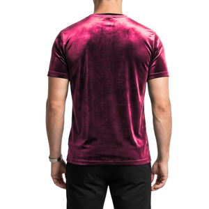 Camiseta de Terciopelo Borgoña de Alta Densidad para Hombre, Camiseta de Manga Corta de Terciopelo para Invierno, Capa Base Cálida, Suave y Transpirable - Product Image 2