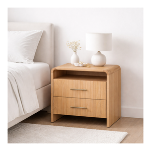 Table de chevet en bois avec 2 tiroirs, armoire de rangement pour chambre à coucher, fabricant de meubles sur mesure OEM ODM - Product Image 1