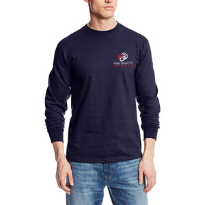 T-shirt en coton à manches longues pour homme, coupe slim, col rond, streetwear, logo personnalisé, tee-shirt de sport - Product Image 1