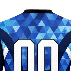 Uniforme de volley-ball sublimé bleu royal et noir pour hommes, maillot à manches longues et short, vêtements de sport respirants pour l'entraînement et la performance - Product Image 5