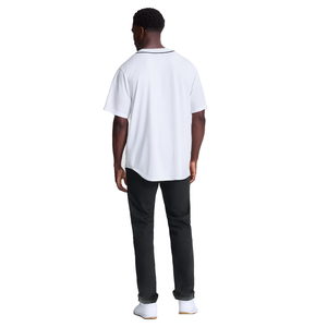 Men's White Baseball Jersey Short Sleeve Button Front 100% Polyester Breathable Regular Fit Adult All Seasons - Product Image 4