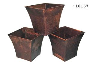 Pot de fleurs carré en métal rond, effet doré moderne, pour plantes d'intérieur et d'extérieur - Product Image 6