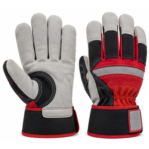 Gants de travail industriels personnalisés, à doigts entiers, avec zone du pouce renforcée, manchette large réglable, gants de travail modernes en cuir - Product Image 1