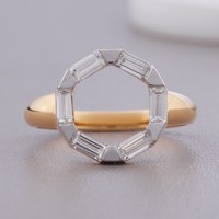Bague en or 18 carats avec diamant de laboratoire de forme baguette certifié IGI, bague statement