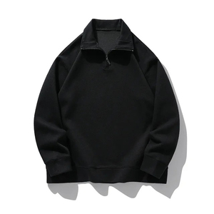 Sweat-shirt d'hiver pour homme à demi-zip, 100 % coton molletonné, couleur unie personnalisable, logo, service OEM, respirant - Product Image 6