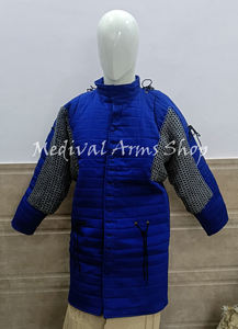 Gambesón Medieval Hecho a Mano, Chaqueta Larga con Mangas Completas, Acolchado de Algodón, Aketon, Malla de Acero, para Fiesta de Navidad - Product Image 2