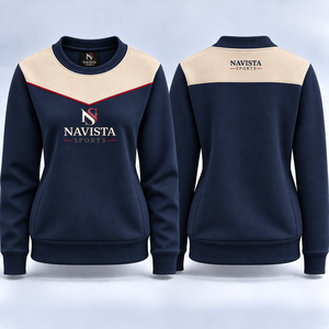 เสื้อสเวตเชิ้ตโอเวอร์ไซส์ แบรนด์ NAVISTA SPORTS สำหรับผู้หญิง แขนยาว ไหล่ตก แต่งขอบยางยืด สวมใส่สบาย ระบายอากาศได้ดี ปักลายคริสตัล 100% - Product Image 1
