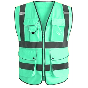 Gilet de sécurité réfléchissant haute visibilité unisexe rose avec poches, vêtements de travail - Product Image 4