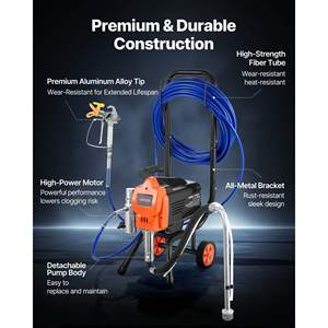 Machine à peinture électrique 1500W 3300PSI, pulvérisateur de peinture sans air haute pression, chariot, brosse de nettoyage, tuyau, rallonge, buses - Product Image 6