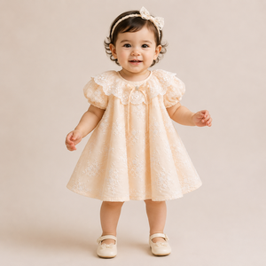 Vestido de Princesa con Encaje Bordado y Cuello Festoneado para Bebés Niñas |   Vestido Elegante de Boutique - Product Image 4